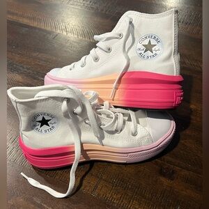Converse White and Pink High-Top Sneakers